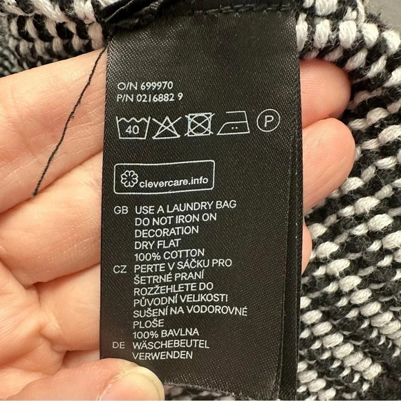 H&M Black and White Woven Silver Chain Trimmed Cardigan Sz L GUC - Picture 5 of 9